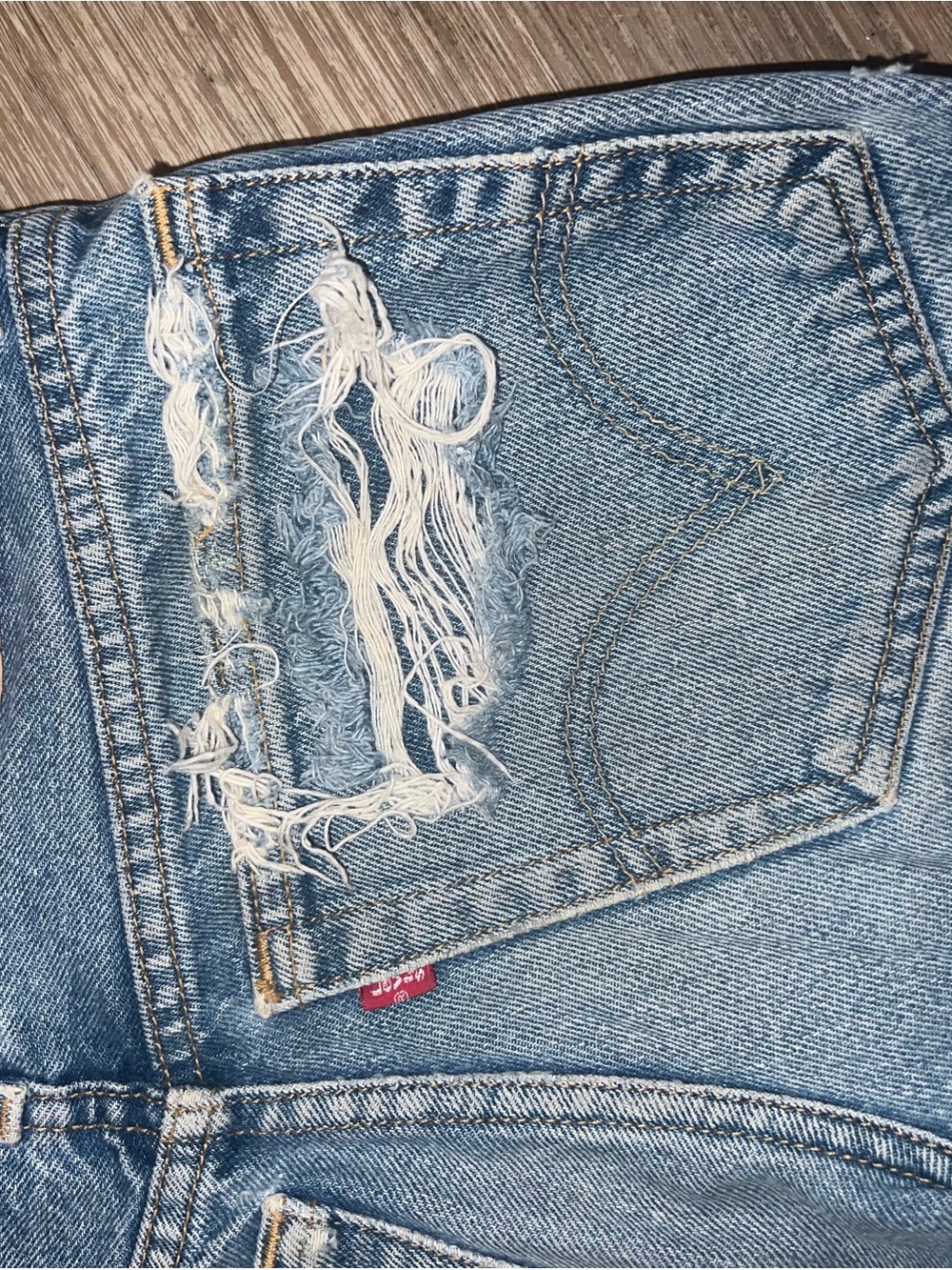 Levi's Blue Distressed Denim Cutoff Shorts - Picture 4 of 4